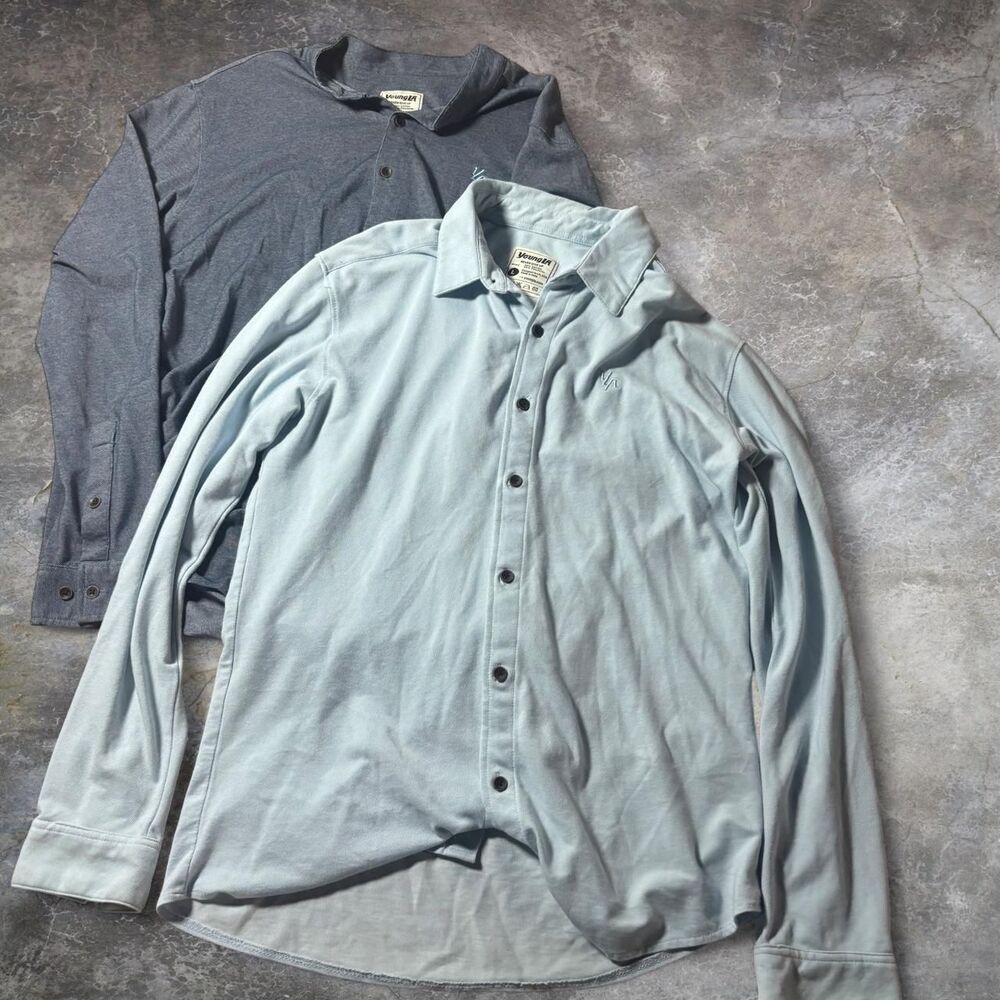 Youngla Men's Blue and Grey Shirt